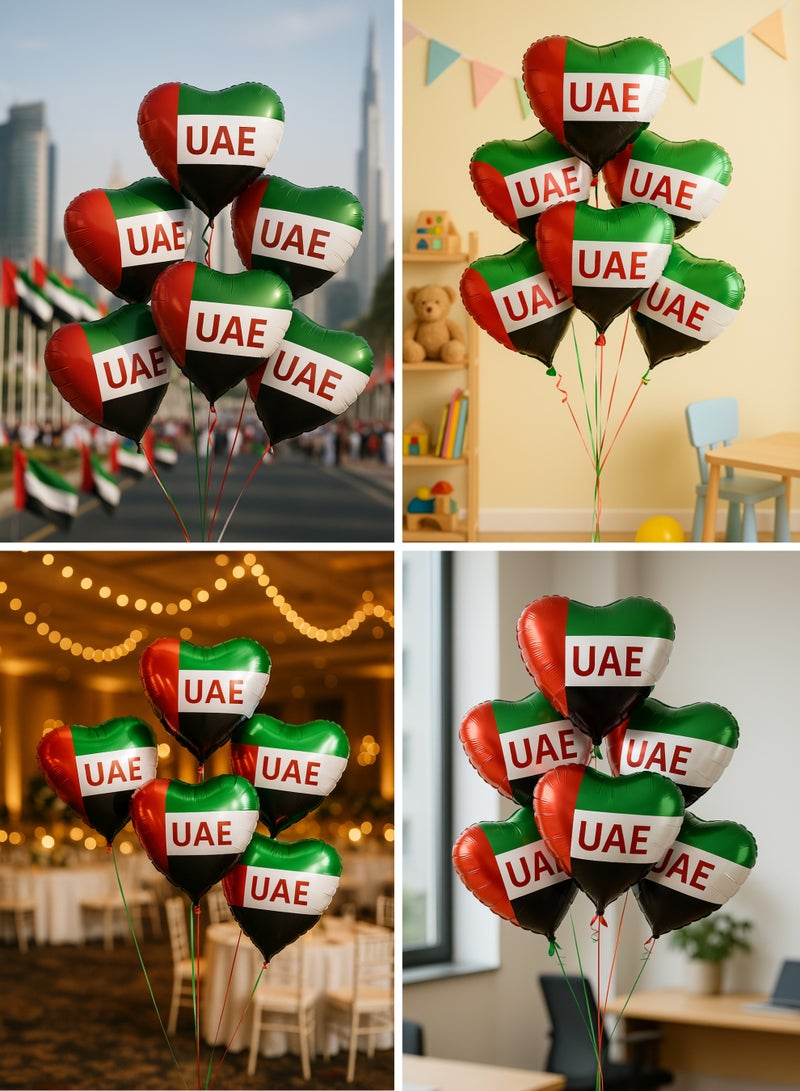 بالون هيليوم مزخرف بتصميم قلب من رقائق الألومنيوم بمناسبة اليوم الوطني لدولة الإمارات العربية المتحدة | ديكور حفلات بطابع الإمارات العربية المتحدة | مثالي للاحتفالات باليوم الوطني، والمناسبات المكتبية، والمدرسية - Image 3