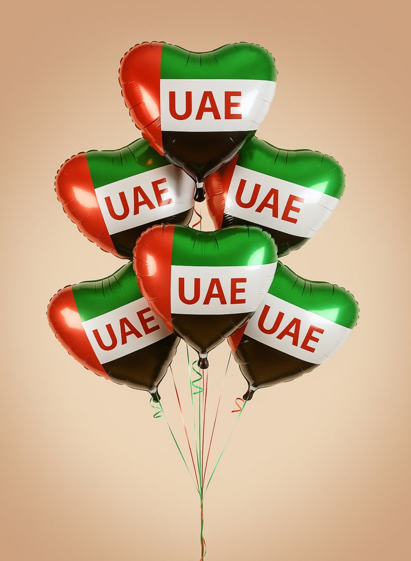بالون هيليوم مزخرف بتصميم قلب من رقائق الألومنيوم بمناسبة اليوم الوطني لدولة الإمارات العربية المتحدة | ديكور حفلات بطابع الإمارات العربية المتحدة | مثالي للاحتفالات باليوم الوطني، والمناسبات المكتبية، والمدرسية - Image 4