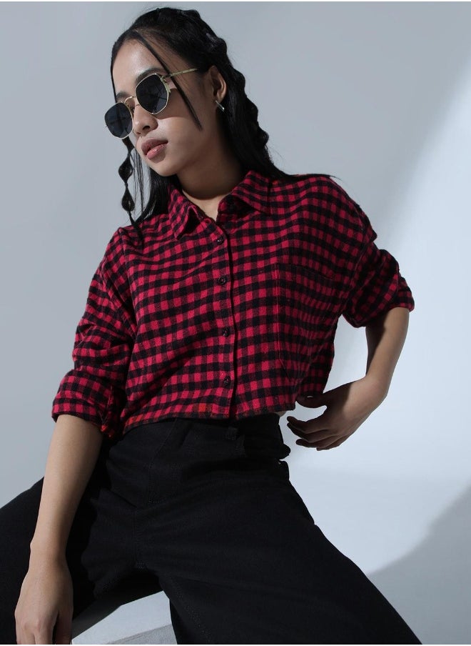 Hubberholme - Red & Black Shirt For Women - Image 1