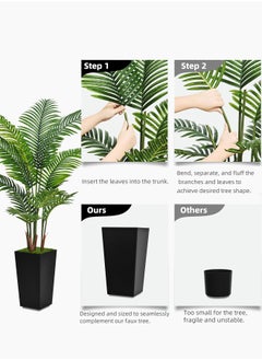 Zvezvia Artificial Palm Tree 150CM - Fake Tree with White Tall Planter - Faux Tropical Areca Floor Plant in Pot - Artificial Silk Plant for Home Office Living Room Decor Indoor  - Image 4