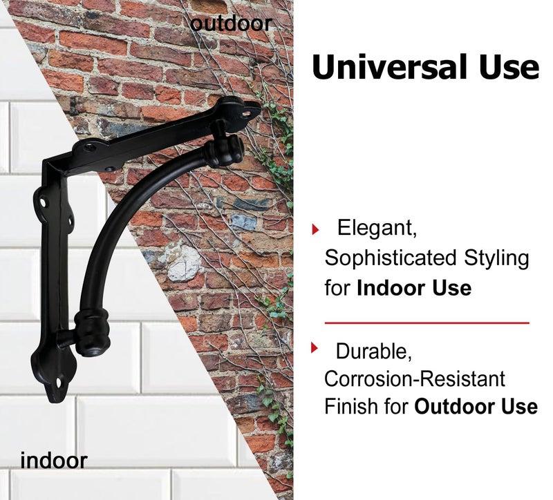 NACH Decorative Shelf Brackets, 4 Pack of 5.5 x 1.2 x 5.5 inch Black Cast Iron Shelf Brackets - Decorative Brackets for Mounting - Half Round Style Brackets - Image 4