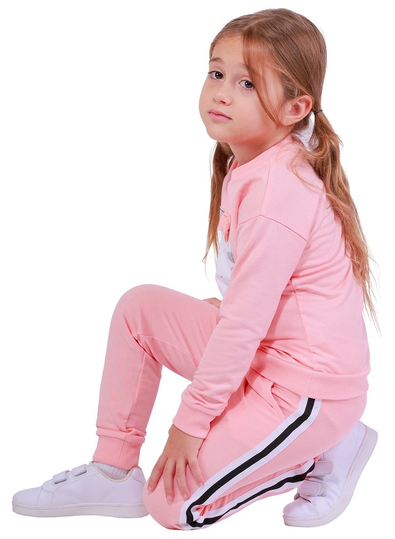 Nuego Pure Cotton Joggers for Kids Girls, Ultra-soft Premium Fabric, Mid Rise Stripe Print Kids Girls Joggers for Toddler Kids 2 - 7 Years (Pink) - Image 2