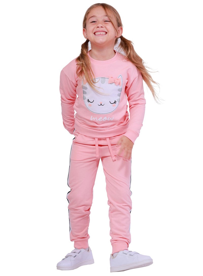 Nuego Pure Cotton Joggers for Kids Girls, Ultra-soft Premium Fabric, Mid Rise Stripe Print Kids Girls Joggers for Toddler Kids 2 - 7 Years (Pink) - Image 1