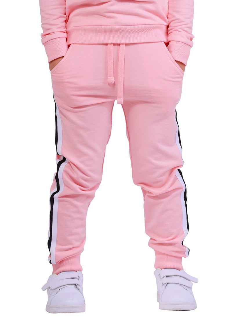 Nuego Pure Cotton Joggers for Kids Girls, Ultra-soft Premium Fabric, Mid Rise Stripe Print Kids Girls Joggers for Toddler Kids 2 - 7 Years (Pink) - Image 3