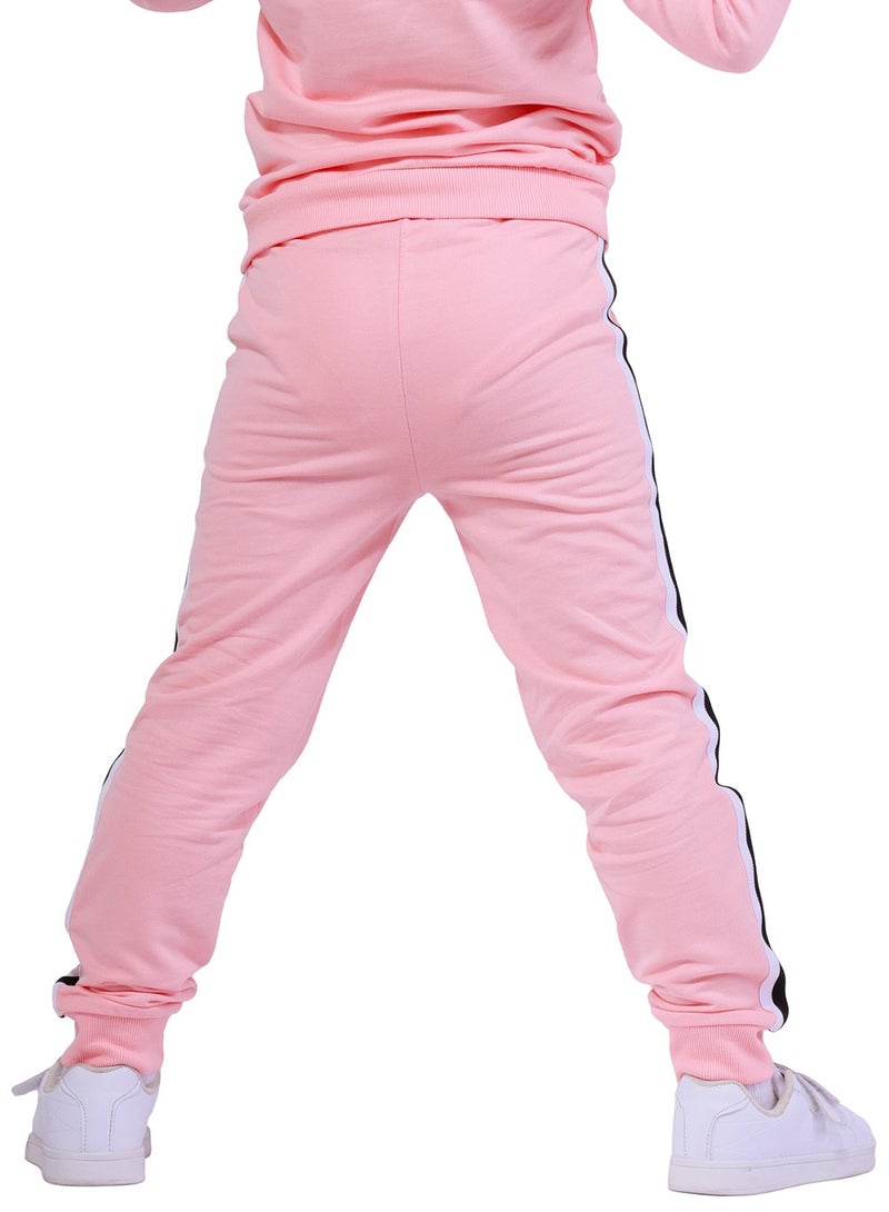 Nuego Pure Cotton Joggers for Kids Girls, Ultra-soft Premium Fabric, Mid Rise Stripe Print Kids Girls Joggers for Toddler Kids 2 - 7 Years (Pink) - Image 4