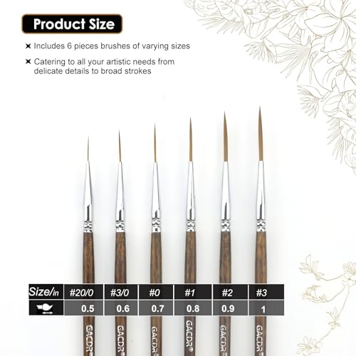 GACDR Rigger Liner Brushes, 6 Pcs Extra Long Fine Tip Paint Brush Set Script Pinstriping Scroll Outlining Brush for Watercolor Acrylic - Image 2