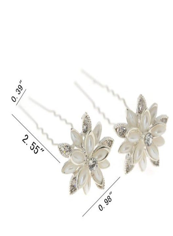 yantu Women's Floral Hair Pins with Crystal for Wedding Pack of 20 White - Image 5