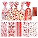 BOEIAC Valentine Treat Bags 100 Pcs Valentines Cellophane Bags Plastic Clear Red Valentine Candy Cookie Gift Goodie Snack Bag with 100 Pcs Twist Ties for Valentines Wedding Party Favor Supplies 5 Styles - Image 1