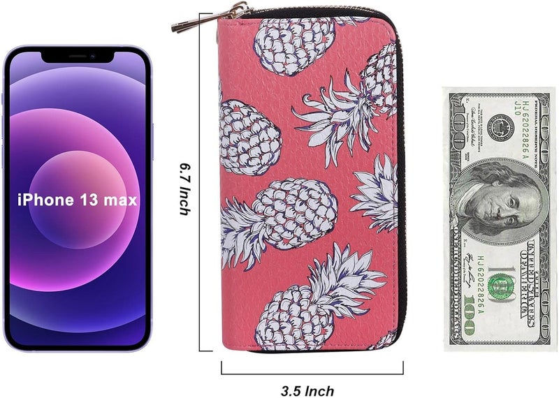 HAWEE Cellphone Wallet for Women Dual Zipper Long Purse with Removable Wristlet - Image 5