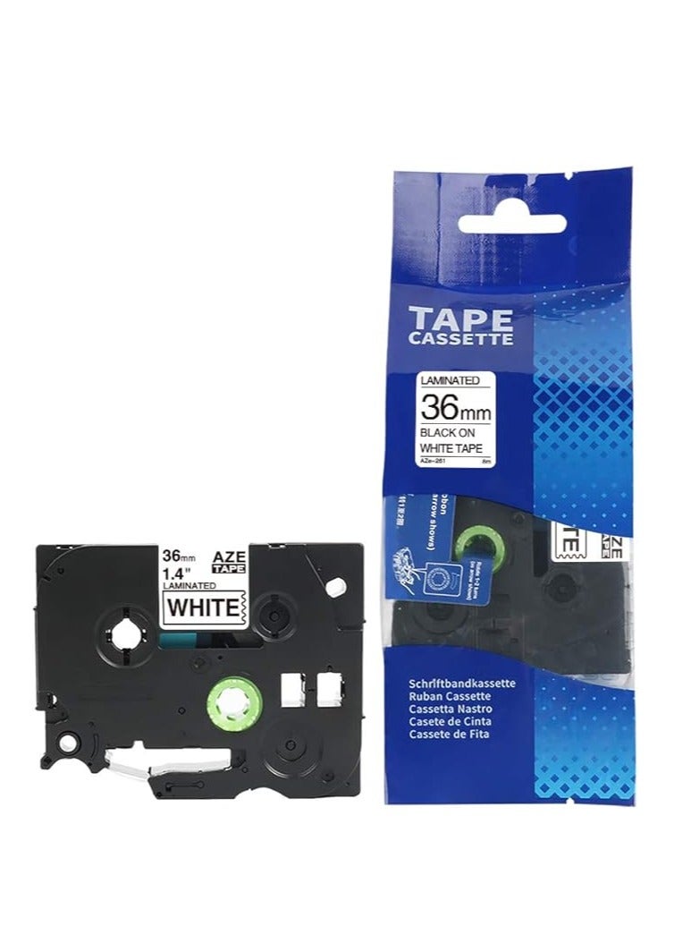 Terabyte 36 mm x 8 meter Compatible TZe Label Tape Cartridge for P-Touch Label Printers… (Black on White) - Image 1