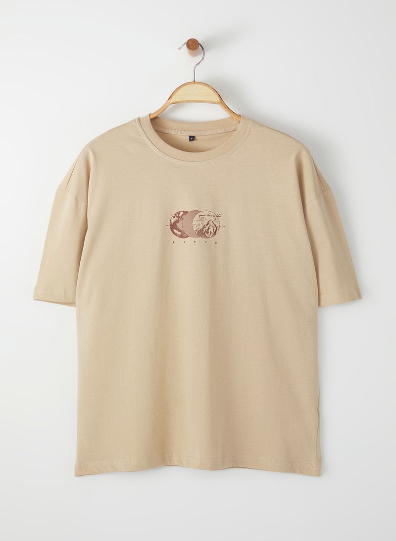 trendyol Oversize Cotton T-Shirt with Print TMNSS23TS00261 - Image 3