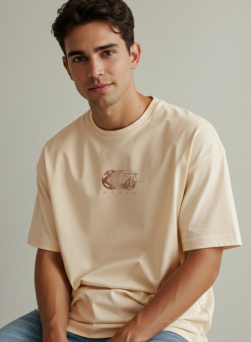 trendyol Oversize Cotton T-Shirt with Print TMNSS23TS00261 - Image 2