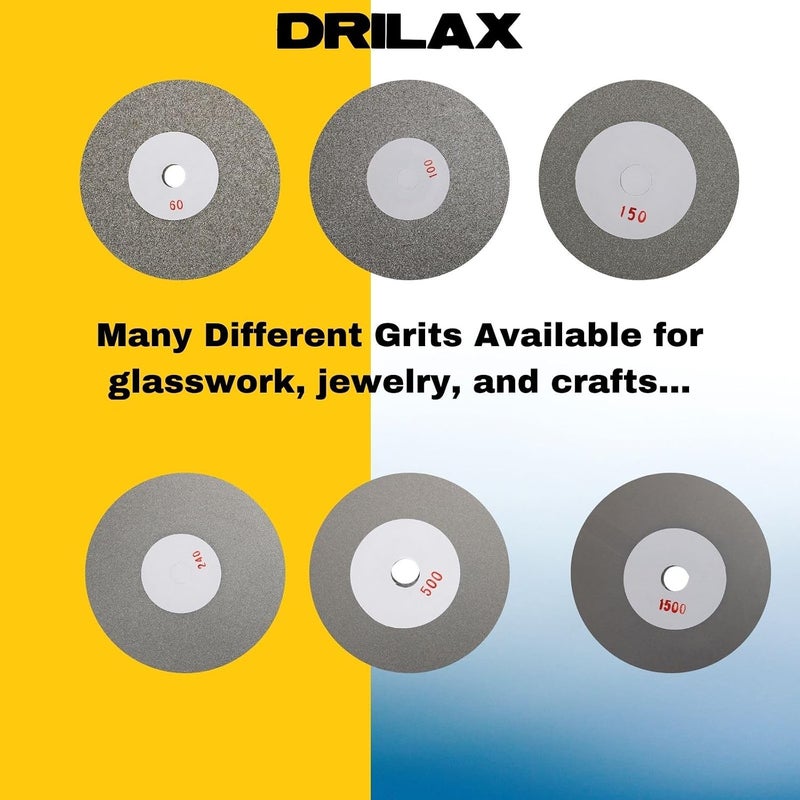 DRILAX 6 inch Grit 800 Professional Quality High Density Diamond Coated Flat Lap Lapping Lapidary Wheel Disc Glass Jewelry Polishing Tool Grinding Sharpening Metal Back 1/2 Arbor (Grit800) - Image 5