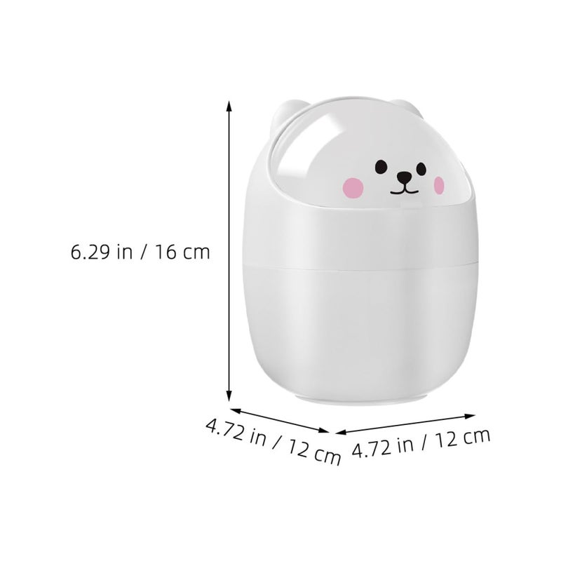 White Mini Desktop Trash Can With Flip Lid 2Pcs Small Wastebasket For Office Bathroom Desk - Image 3