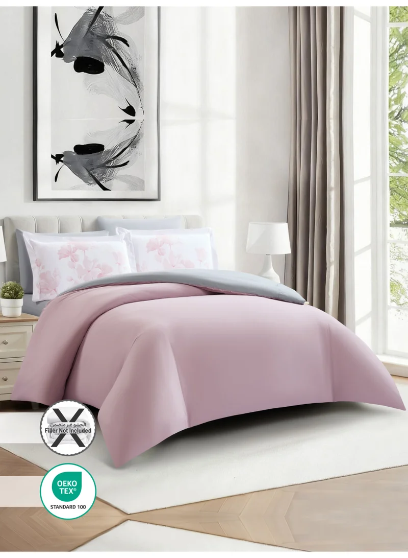 Donetella Solid Duvet Cover Set, Fits 200 × 200 cm Bed, King Size 6-Piece Set, With Digitally Printed Pillow Shams, Brushed Microfiber Without Duvet Filler.