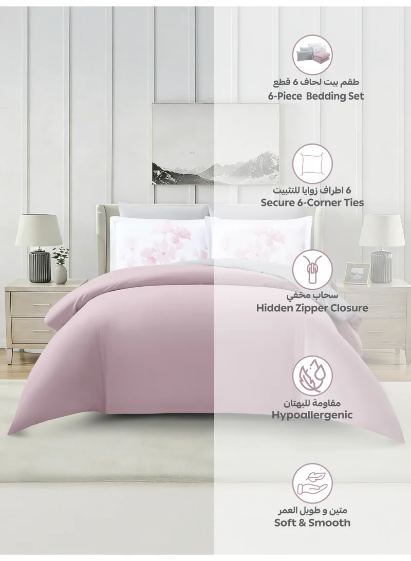 Donetella KING (200x200 cm) Solid Duvet Cover Set, Fits 200 × 200 cm Bed, King Size 6-Piece Set, With Digitally Printed Pillow Shams, Brushed Microfiber Without Duvet Filler.  | Best Price UAE