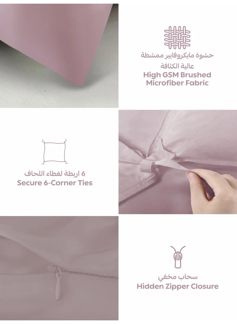 Donetella KING (200x200 cm) Solid Duvet Cover Set, Fits 200 × 200 cm Bed, King Size 6-Piece Set, With Digitally Printed Pillow Shams, Brushed Microfiber Without Duvet Filler.  | Best Price UAE