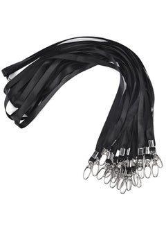 CaseBuy 20Pcs Badge Lanyards Bulk Black Nylon Neck Lanyard Strap With Stainless Swivel Hook For Id Badge Holder Id Card Name Tag Key Chains Wallet Cellphone Office Id Badges  - Image 1
