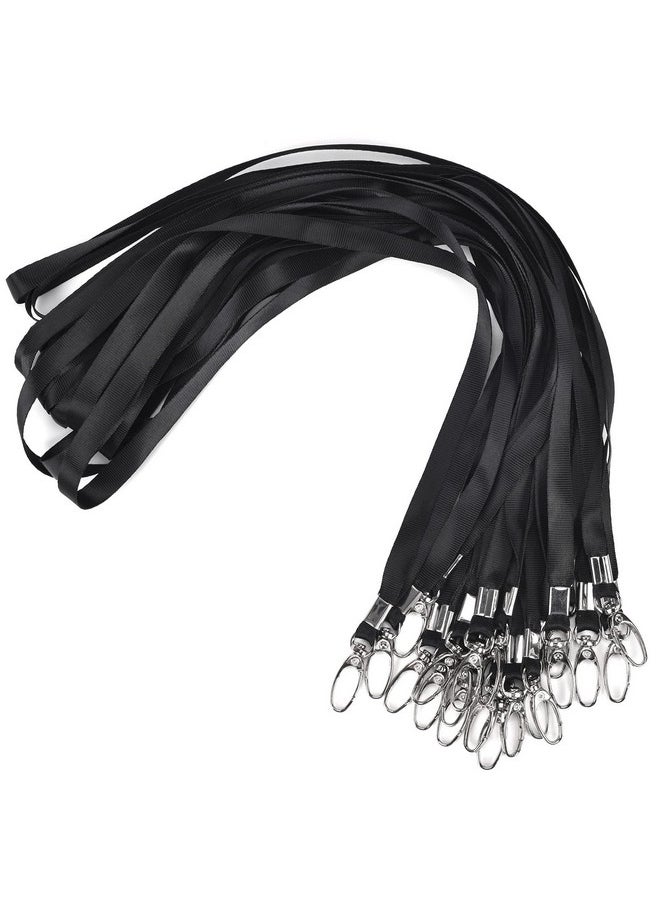 CaseBuy - 20Pcs Badge Lanyards Bulk Black Nylon Neck Lanyard Strap With Stainless Swivel Hook For Id Badge Holder Id Card Name Tag Key Chains Wallet Cellphone Office Id Badges - Image 1