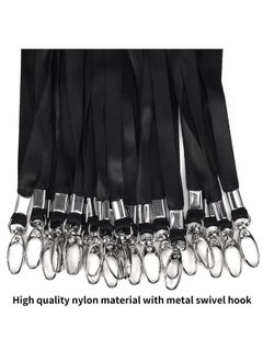 CaseBuy 20Pcs Badge Lanyards Bulk Black Nylon Neck Lanyard Strap With Stainless Swivel Hook For Id Badge Holder Id Card Name Tag Key Chains Wallet Cellphone Office Id Badges  - Image 2