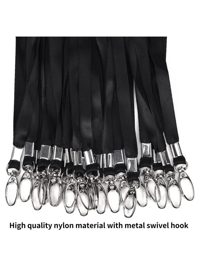 CaseBuy - 20Pcs Badge Lanyards Bulk Black Nylon Neck Lanyard Strap With Stainless Swivel Hook For Id Badge Holder Id Card Name Tag Key Chains Wallet Cellphone Office Id Badges - Image 1