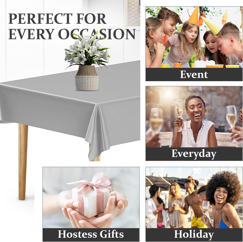 SteadMax 3 Rectangular Tablecloths BPA Free Plastic 54 x 108 inch Fuchsia - Image 3