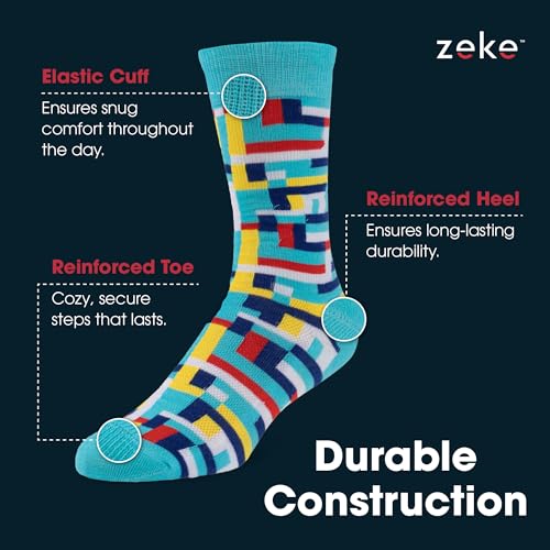 ZEKE Funny Dress Socks for Men - Funky Mens Crazy Socks - Cool Colorful Patterned Fun Socks for Men (Variation S, 6-12) - Image 4