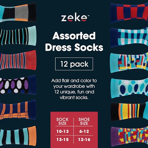 ZEKE Funny Dress Socks for Men - Funky Mens Crazy Socks - Cool Colorful Patterned Fun Socks for Men (Variation S, 6-12) - Image 3