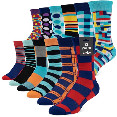 ZEKE Funny Dress Socks for Men - Funky Mens Crazy Socks - Cool Colorful Patterned Fun Socks for Men (Variation S, 6-12) - Image 1