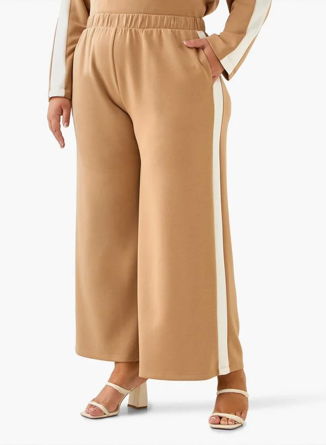 Ulla Popken Ulla Popken Tape Detail Wide Leg Pants