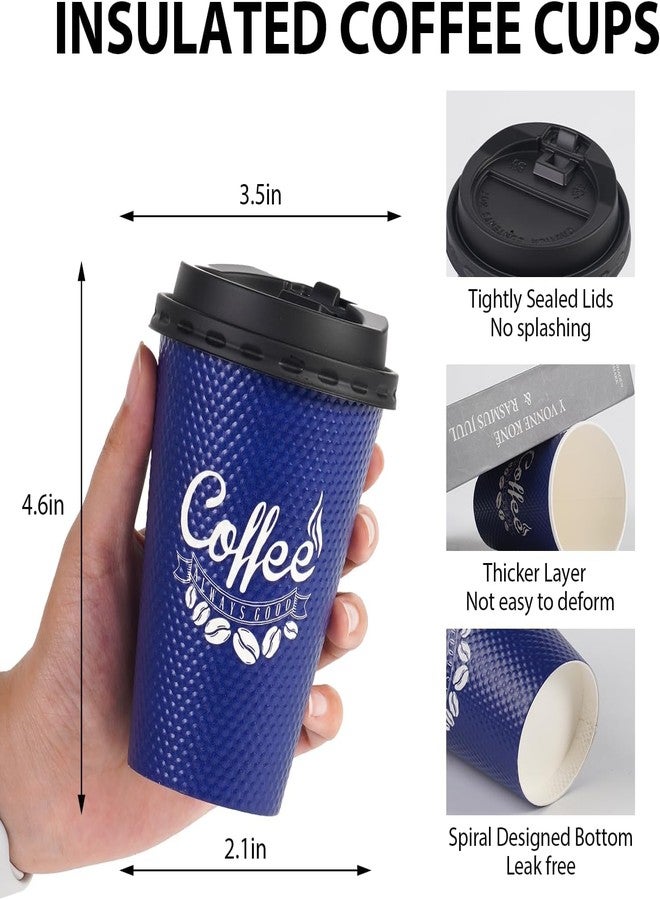 Tamone 100 Pack 12 oz Disposable Coffee Cups with Lids, Insulated Ripple Double-Walled Paper Coffee Cups for Hot Beverages, Cold/Hot Drinking To Go Coffee Cups with Lids for Parties and Travel (Grey) - Image 2