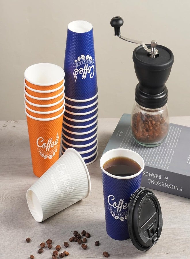 Tamone 100 Pack 12 oz Disposable Coffee Cups with Lids, Insulated Ripple Double-Walled Paper Coffee Cups for Hot Beverages, Cold/Hot Drinking To Go Coffee Cups with Lids for Parties and Travel (Grey) - Image 4