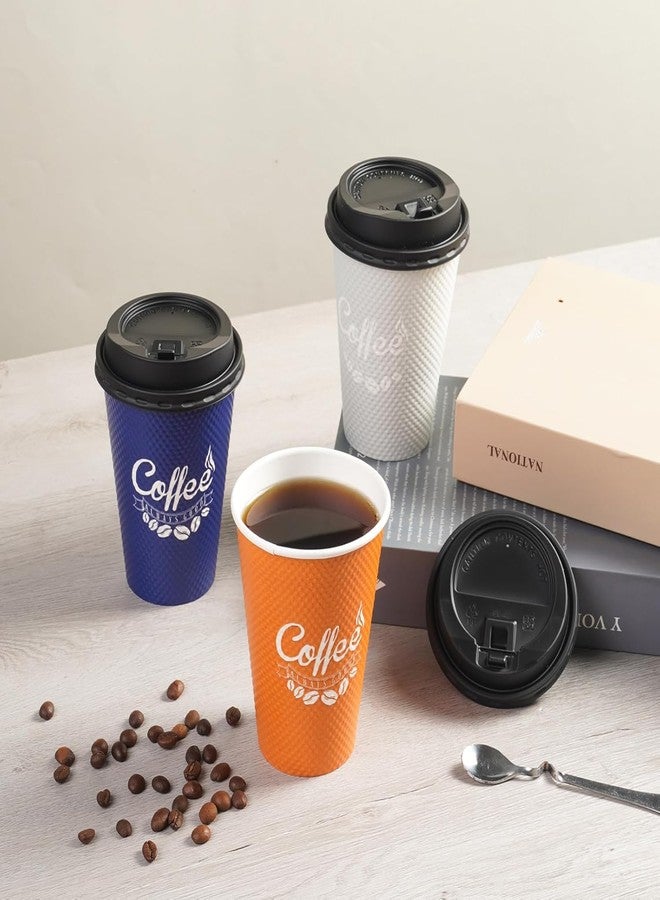Tamone 100 Pack 12 oz Disposable Coffee Cups with Lids, Insulated Ripple Double-Walled Paper Coffee Cups for Hot Beverages, Cold/Hot Drinking To Go Coffee Cups with Lids for Parties and Travel (Grey) - Image 5