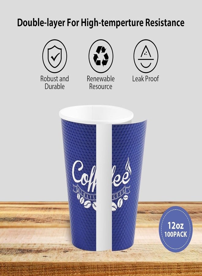 Tamone 100 Pack 12 oz Disposable Coffee Cups with Lids, Insulated Ripple Double-Walled Paper Coffee Cups for Hot Beverages, Cold/Hot Drinking To Go Coffee Cups with Lids for Parties and Travel (Grey) - Image 3