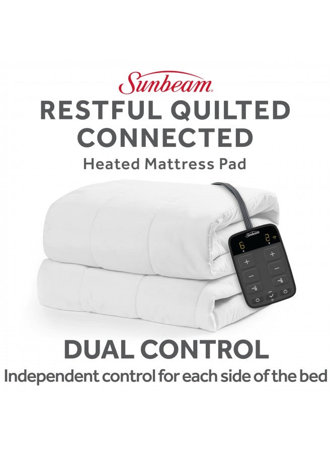 Sunbeam وسادة مرتبة متصلة بالواي فاي من صن بيام، بطانية كهربائية، 10 إعدادات حرارة، حجم كينغ، أبيض - Image 1