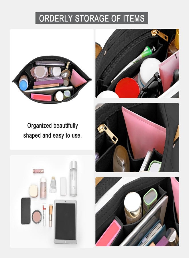LOUKAYCCI منظم حقيبة يد LOUKAYCCI لحقيبة Longchamp Le Pliage L، مصنوع من اللباد، منظم حقيبة Longchamp Tote مع كوب (أسود، كبير) - Image 5