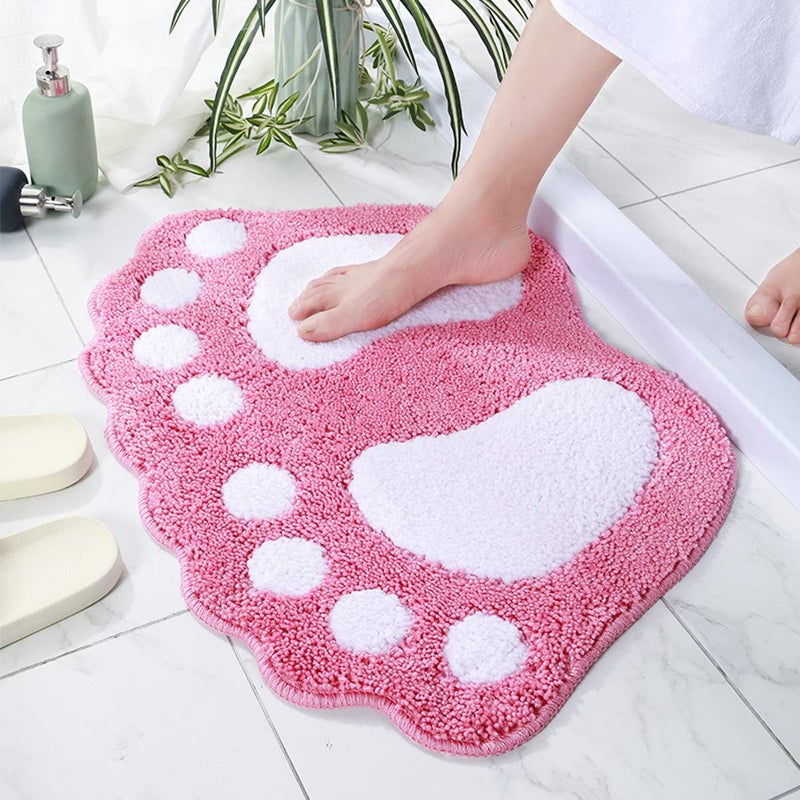 Guireele Bathroom Rugs Mats Water Absorbent NonSlip Mat Used in Bathroom Shower Room EtcSoft Microfiber Bath Mat Machine Washable Bath Mat Bathroom Mat Pink 19x26