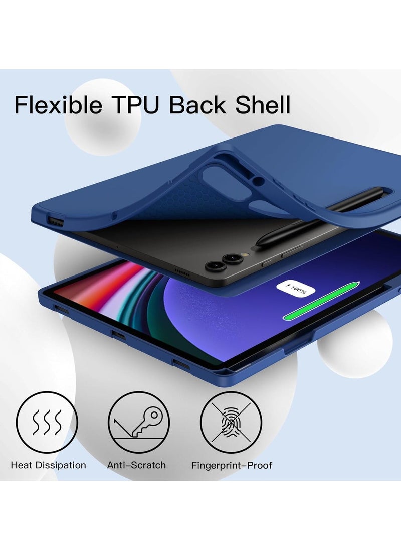 NEW Samsung Galaxy Tab S10 Plus 12.4 Inch Case with S Pen Holder – Soft TPU Tri-Fold Stand Protective Cover, Auto Wake/Sleep, S Pen Charging Support, Blue - Image 4