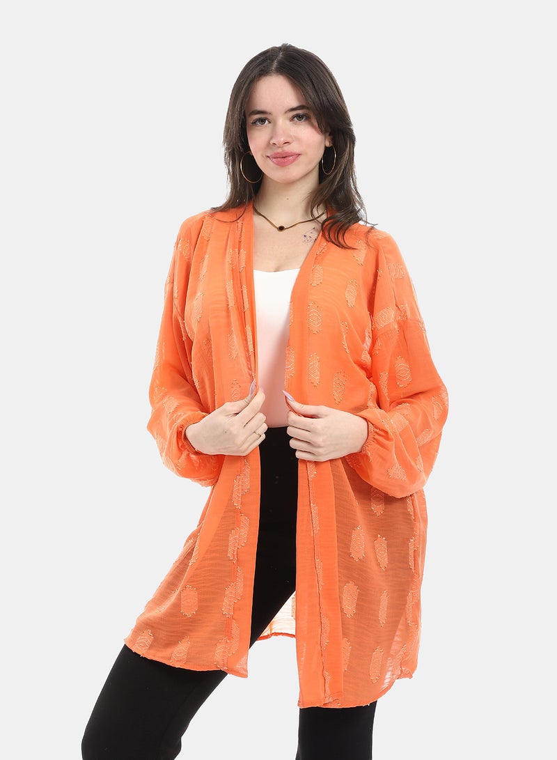 Andora Open Front Cardigan For Summer - Orange - Image 1