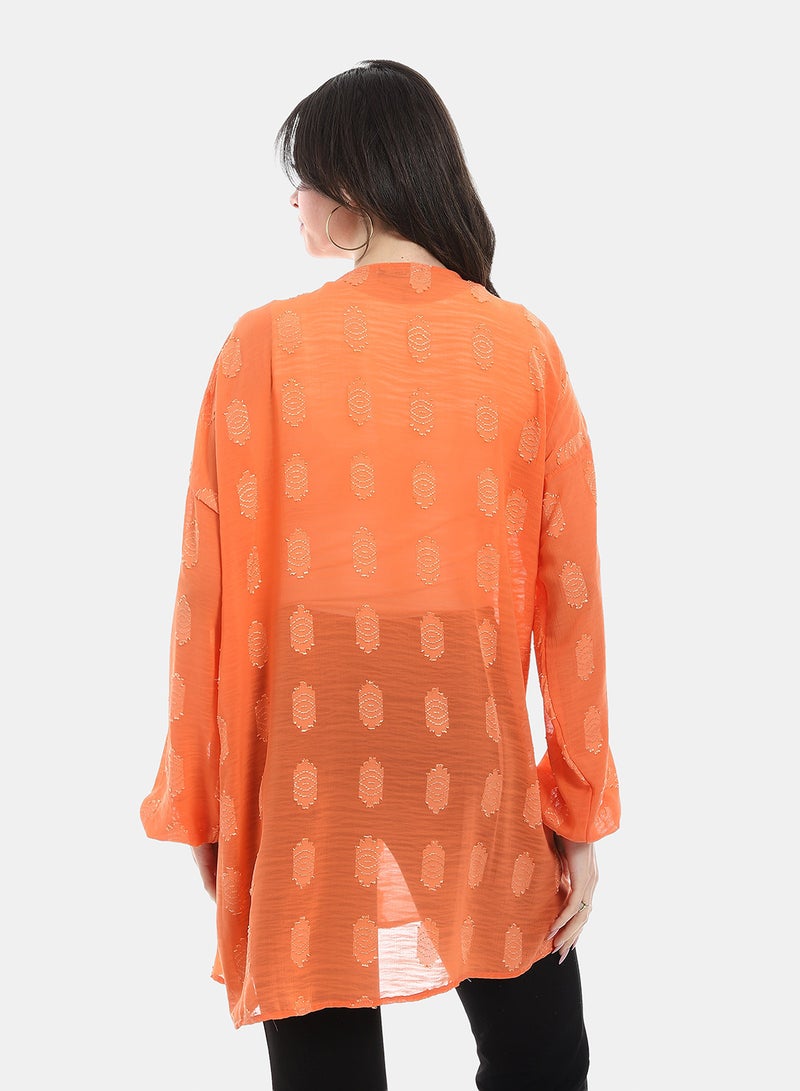 Andora Open Front Cardigan For Summer - Orange - Image 3