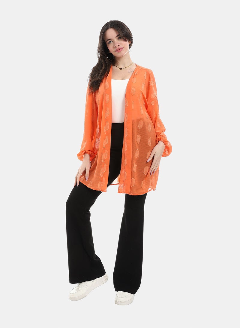 Andora Open Front Cardigan For Summer - Orange - Image 2