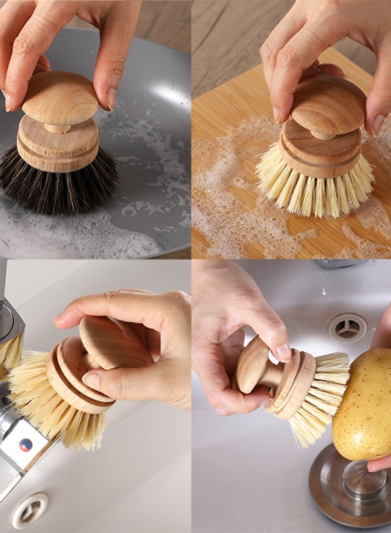 general Replaceable dish brush Long wooden handle Household Cleaning Brush Useful things for kitchen Cleaning Tool - Image 3