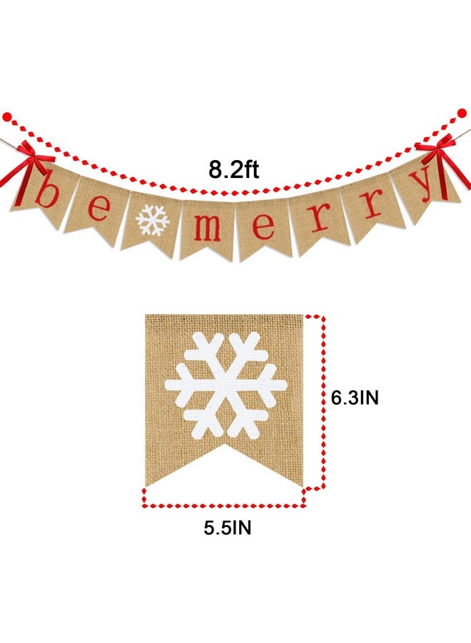 Partyprops Be Merry Burlap Banner | Christmas Banner with Snowflake Sign | Christmas Decoration | Rustic Christmas Decor for Mantle Fireplace Xmas Party Holiday Supplies Decoration | Outdoor Indoor Hanging Decor - Image 3