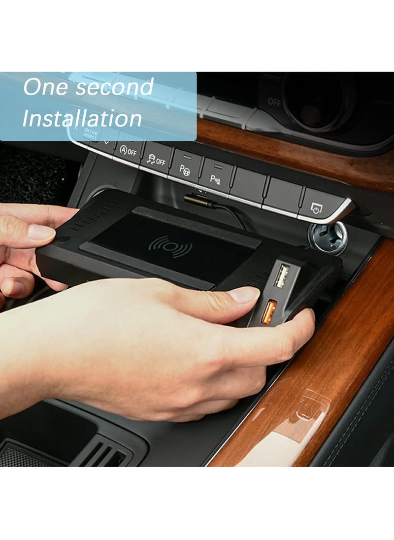 KASTWAVE Wireless Charger for Audi A4 2017-2023/A5 2018-2023,Center Console 15W Wireless Charger Pad with QC 3.0 USB Port,Phone Charging Station for Car Apply to Wireless Charge Supported Phones.  - Image 4