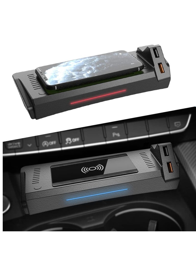 KASTWAVE Wireless Charger for Audi A4 2017-2023/A5 2018-2023,Center Console 15W Wireless Charger Pad with QC 3.0 USB Port,Phone Charging Station for Car Apply to Wireless Charge Supported Phones.  - Image 1