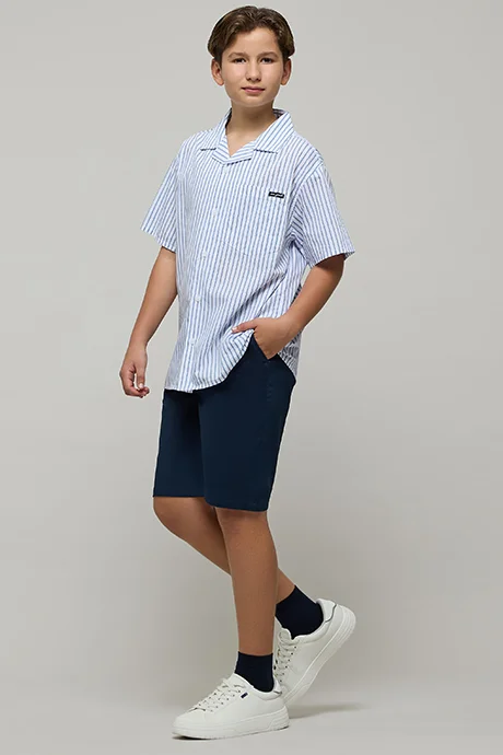 أر أند بي Solid Shorts with Button Closure