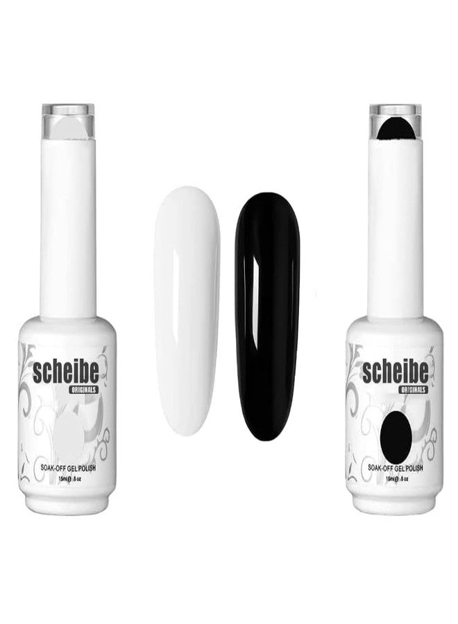 Scheibe Nail Art Gel Polish Kit, UV LED, Soak Off, White, Black (Black & White) - Image 2