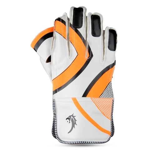Snaga Leather Cricket Wicket Keeping Gloves Suitable for Professional Players (Orange) - Image 4