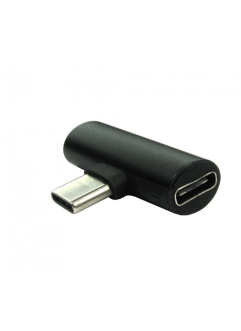 2 in 1 Type-C USB-C Audio Charging Dual Type-C Splitter Charger Earphone Cable Connector Converter For Android -Black