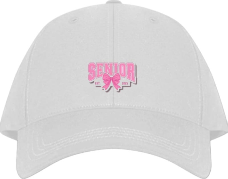 SENIOR EST. 2025 Plain unisex baseball cap White